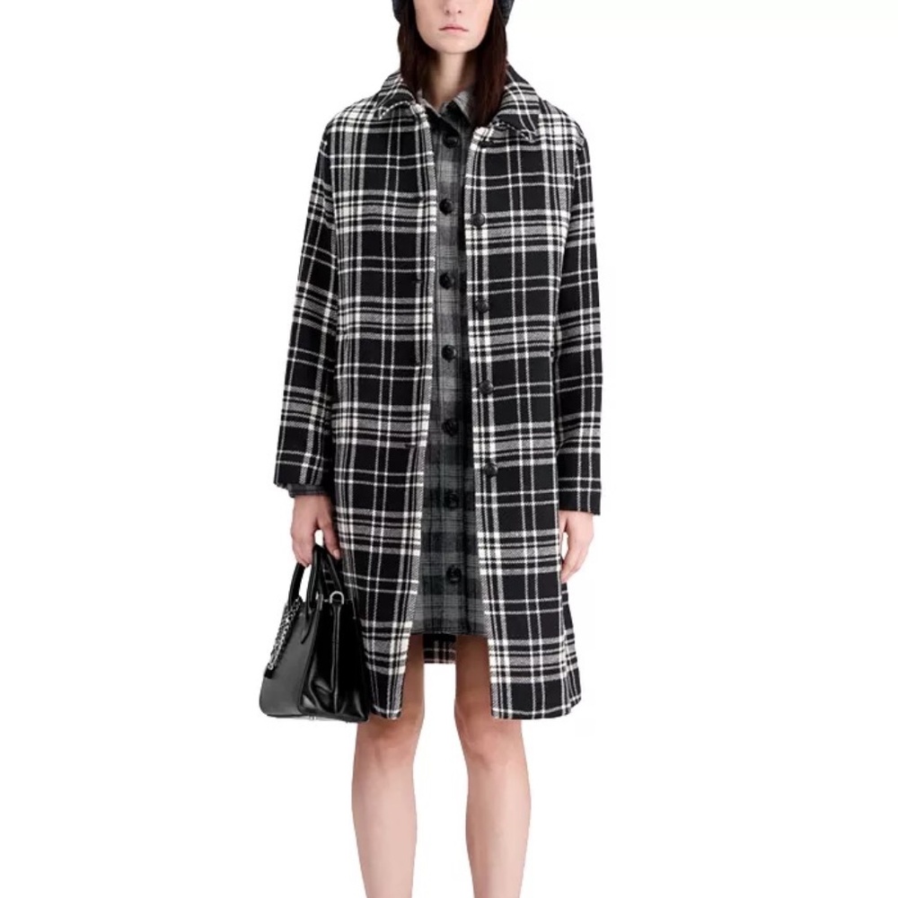 The Kooples Zeddy Plaid Single Breasted Coat - Size: French 40 (U.S. 8)
